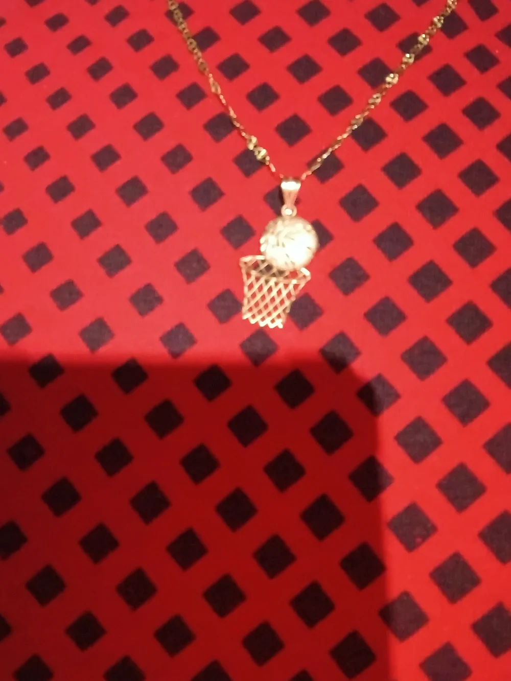 14kt 14k Gold Basketball Hoop And Basketball Pendant Necklace Pendant